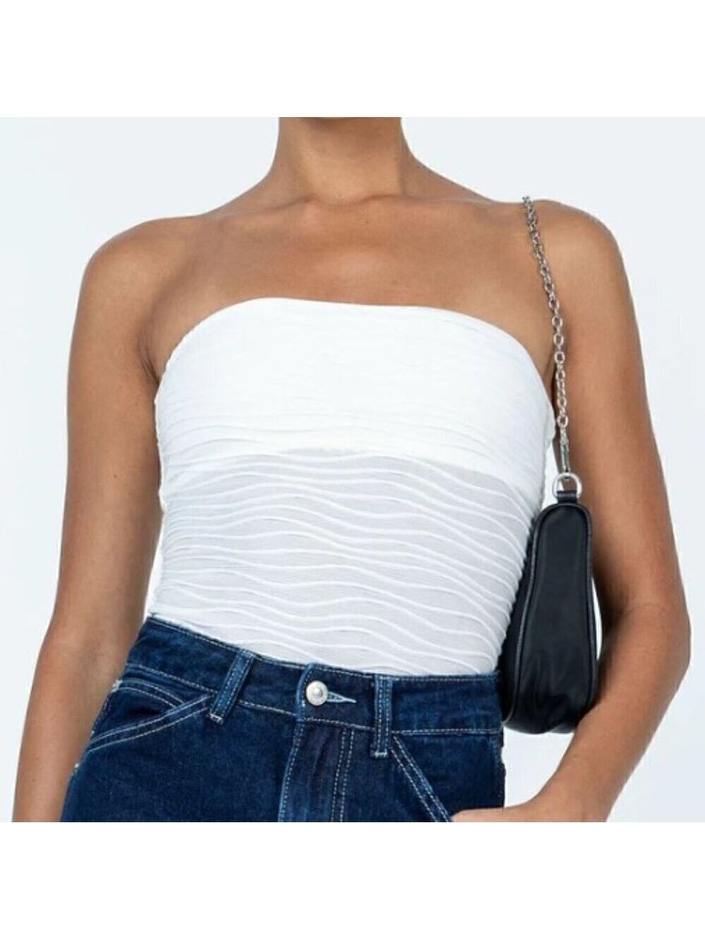Princess Polly Makena Strapless Bodysuit White Low Impact Size 10